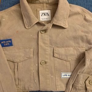 Zara khaki splatter jacket